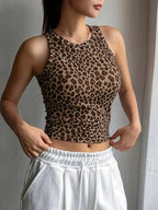 European And American Summer New Women'S Sleeveless Casual Leopard Print Slim Short Top Sexy Printed Vest - Leopard Print