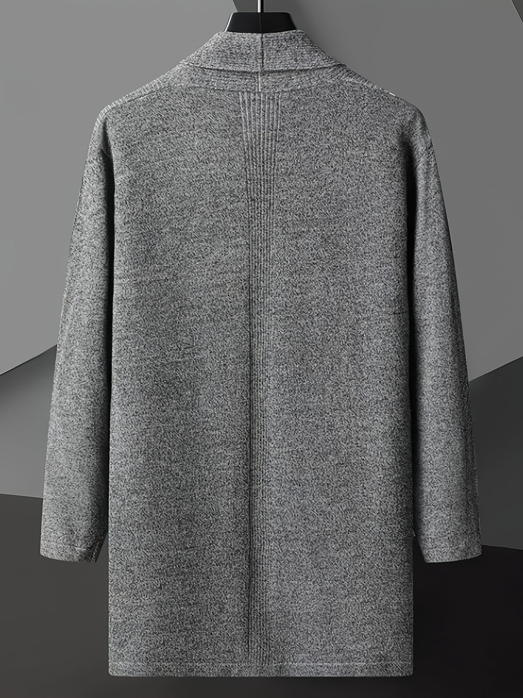 2025 Spring New Men's Street Style Long Sleeve Cardigan Sweater - Soft Stretch Knit Open Front Lapel Design, Regular Fit Long Length for Spring/Autumn Transitional Weather, Hand Washable Versatile Casual Outerwear, Sweater Cardigan - WE8296 Gray