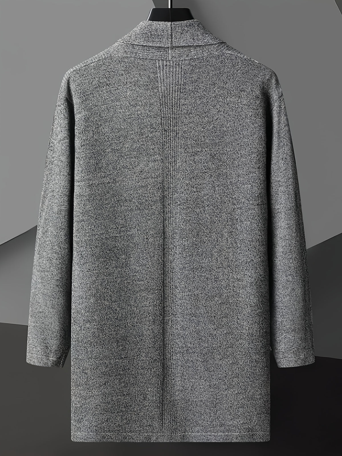 2025 Spring New Men's Street Style Long Sleeve Cardigan Sweater - Soft Stretch Knit Open Front Lapel Design, Regular Fit Long Length for Spring/Autumn Transitional Weather, Hand Washable Versatile Casual Outerwear, Sweater Cardigan - WE8296 Gray