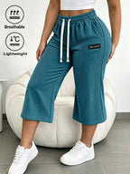 HIDKAT Women's Corduroy Pants - Elastic Drawstring Waist Corduroy Trousers with Pockets, Breathable Corduroy Fabric Suitable for Home, Outdoor & Casual Wear, Solid Color Elegant Summer Pants for Warm Weather (No Stretch) - Blue