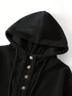 New Men's Autumn/Winter Casual Fashion Hooded Sweatshirt, Heavyweight Thickened Hooded Sporty Trendy Sweatshirt Jacket, for Daily Outings, Holiday Gifts, Great for Gifting to Family and Friends - Black
