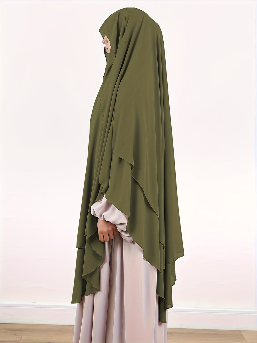 Elegant Flowy Head Wrap, Breathable Lightweight Fabric Casual Head Cover Suitable for Daily Outdoor and Home Styling - Olive Green