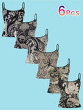 6pcs Women'S Camisole Vest Set, Mixed Colors, Multi-Size Available, Fabric, Unique Paisley/Floral Pattern, Thin Strap Design, Casual Wear, Casual Outing Fashionable Versatile, Versatile Styling - Mixed colors
