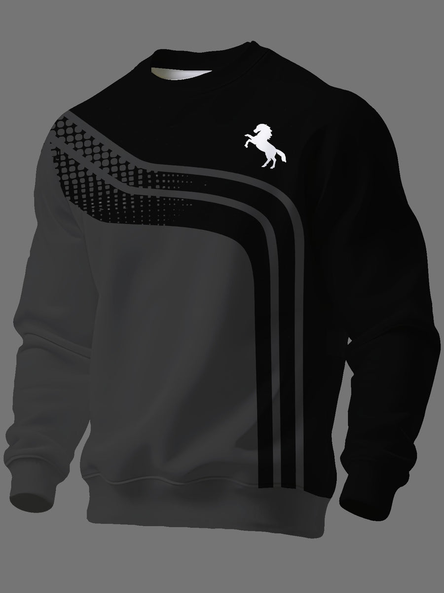 New Fashionable Trendy Crew Neck Long Sleeve Autumn/Winter Printed Crew Neck Sweatshirt Men's Top - Mixed colors