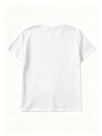 Women'S Short-Sleeved Crew Neck T-Shirt - Breathable Letter Print Top, No Bra Pad Design Suitable for Size S And Daily Casual Wear, Machine Washable Crew Neck Shirt Elegant Special Line Shirt, Essential for Daily Wear - White