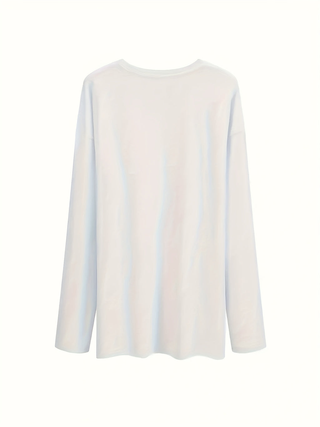 Letter Print Long Sleeve T-Shirt, Casual Long Sleeve - Fabric, Perfect for Fall Winter Comfortable Women'S Fashion - Soft And Breathable, Casual Daily Wear - White