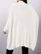 Plus Size, Plus Size Women's Batwing Sleeve Solid Open Front Cardigan - White