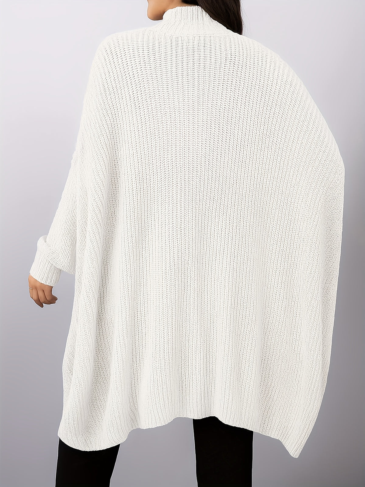 Plus Size, Plus Size Women's Batwing Sleeve Solid Open Front Cardigan - White