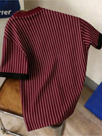 Men'S Casual Striped Cuff Patchwork Round Neck Summer T-Shirt, Comfortable And Breathable [Printed Design - Not Textured] - Mixed Color 3