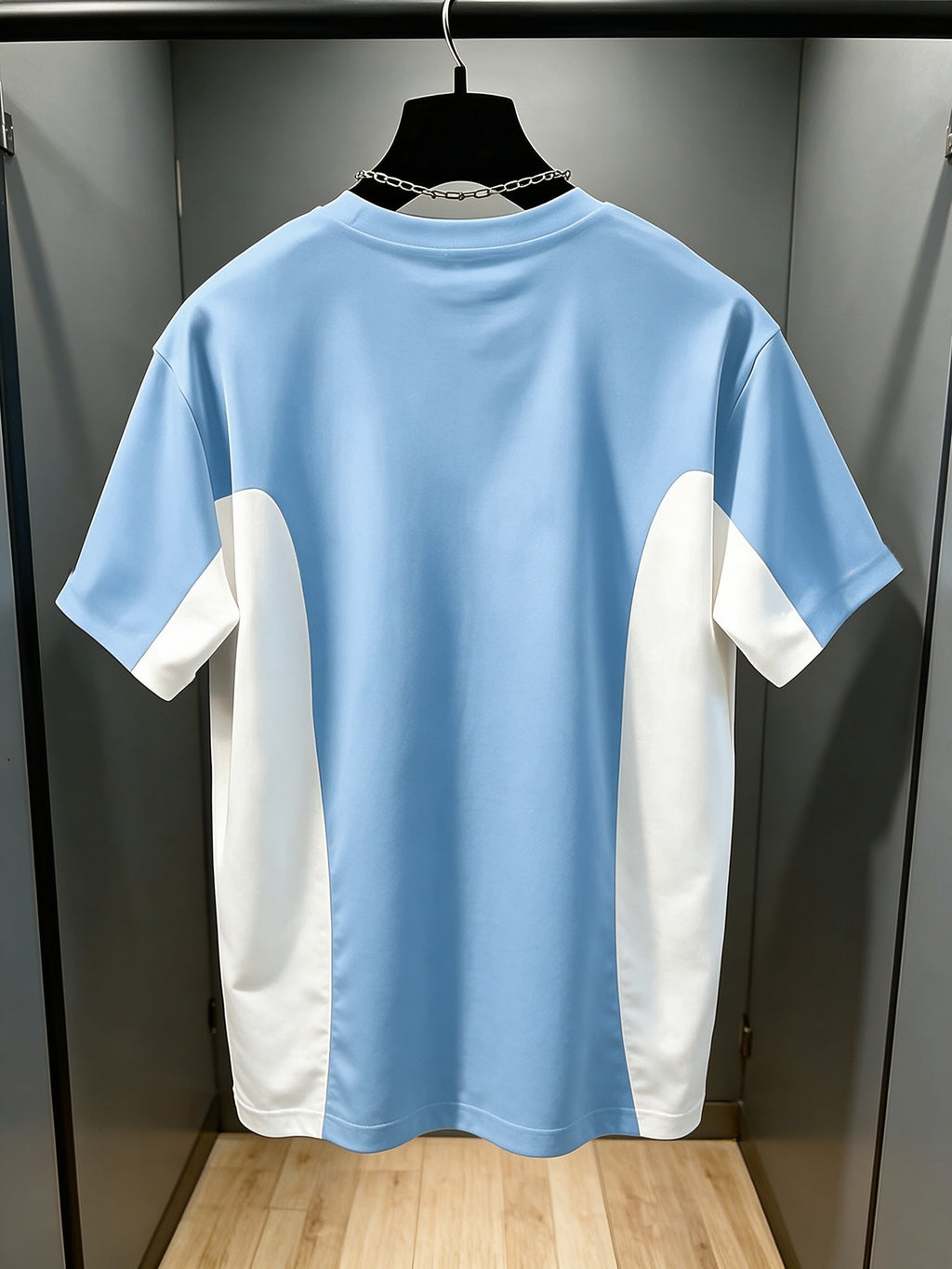 Men'S Color Blocking Splicing Round Neck T-Shirt, Quick-Dry Comfortable Outdoor Fitness Training Short Sleeve Practical Holiday Gift - Sky Blue