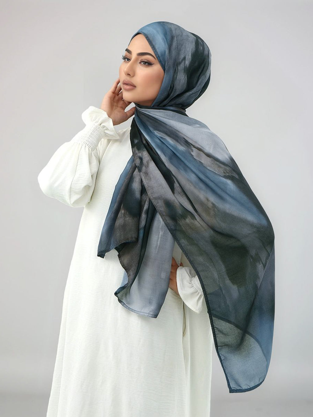 Lightweight, Breathable, And Skin-Friendly with a Soft Gradient Design; Suitable As a Headscarf Or Shawl. A Stylish Yet Modest Choice for Women for Various Occasions - from Prayer And Daily Outings to Social Gatherings - Sea Blue