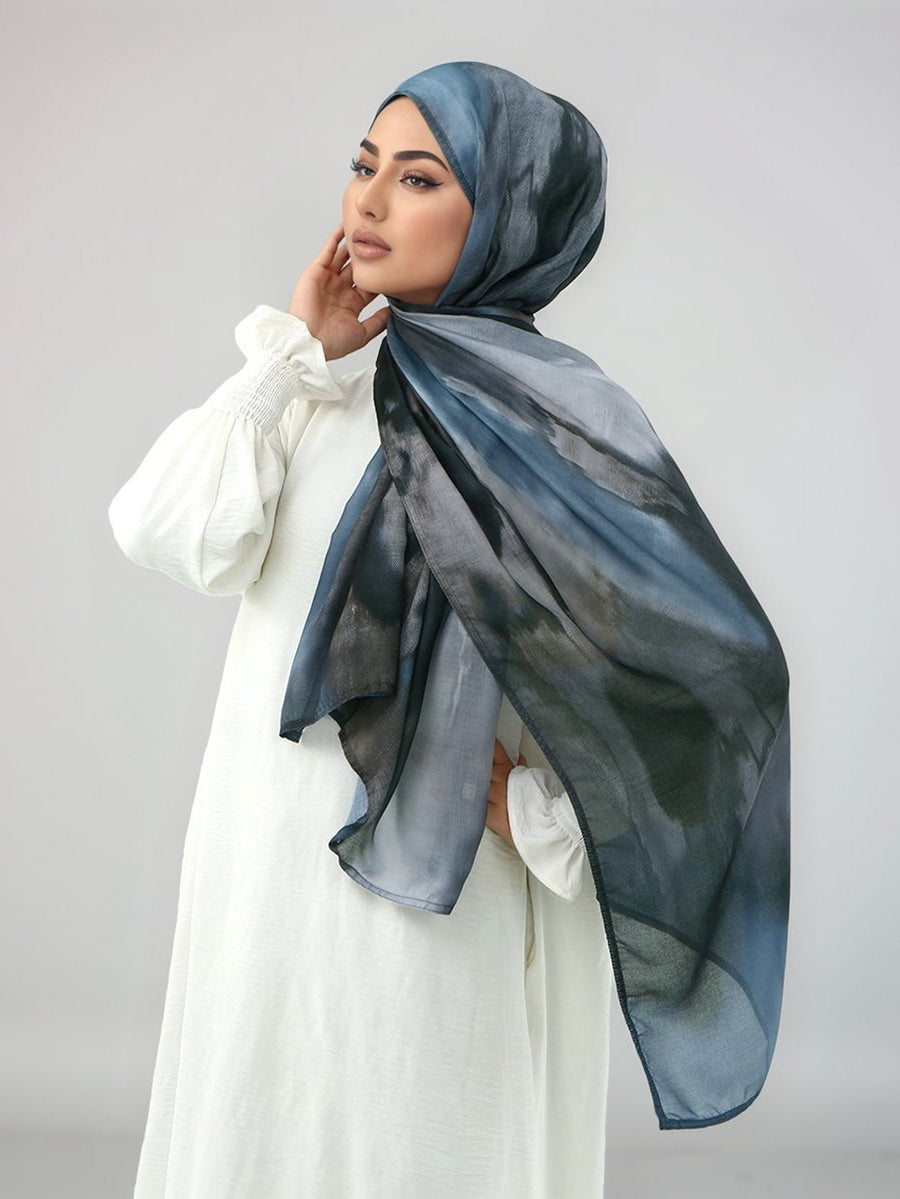 Lightweight, Breathable, And Skin-Friendly with a Soft Gradient Design; Suitable As a Headscarf Or Shawl. A Stylish Yet Modest Choice for Women for Various Occasions - from Prayer And Daily Outings to Social Gatherings - Sea Blue