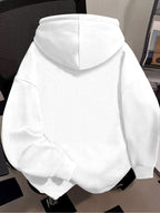 Women's Casual Hooded Sweatshirt - Comfortable Thick Hoodie with Letter Print, Perfect for Autumn and Winter, Cozy and Warm, Casual Wear | Hooded Sweatshirt | Machine Washable - White