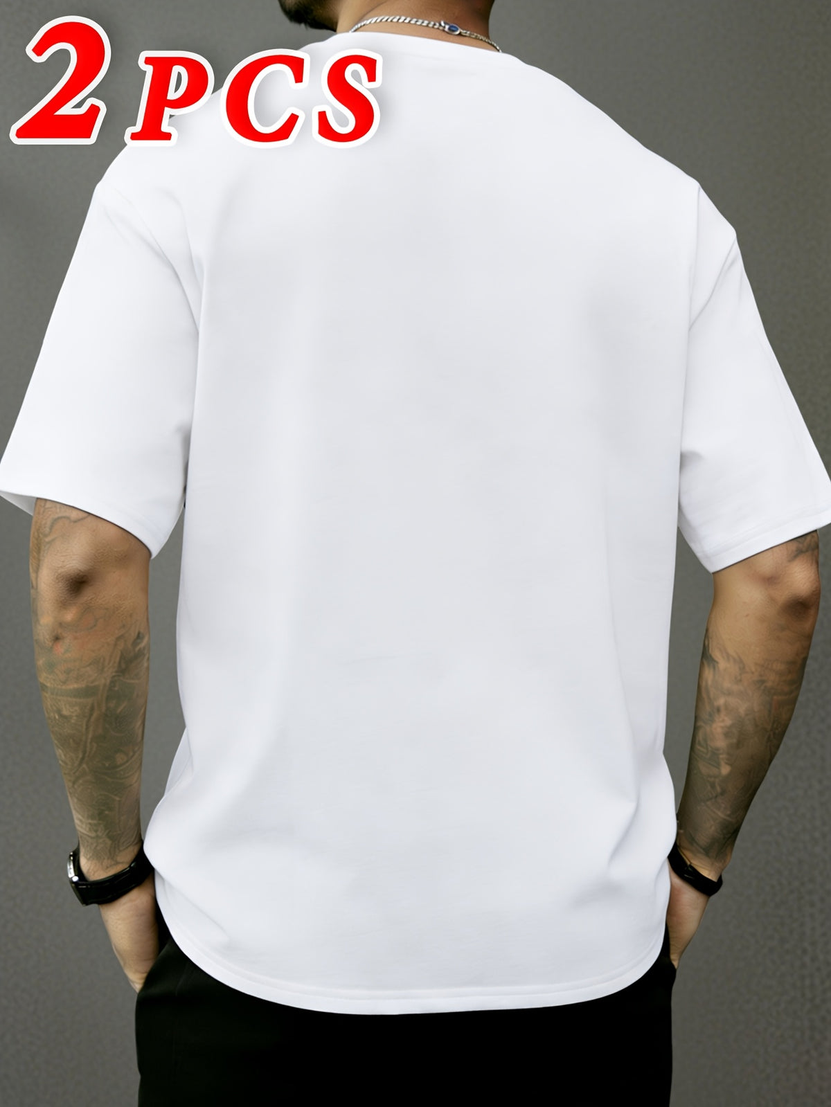 2pcs, Men'S Short Sleeve T-Shirts, Summer Short Sleeve Fashion Trendy Short Sleeve T-Shirts, Loose Letter Print Elastic Short Sleeve Sports Top, Teenager Round Neck Breathable Trendy T-Shirt, Suitable for Daily Wear, School, Street, Sports Wear - 2pcs-white+black