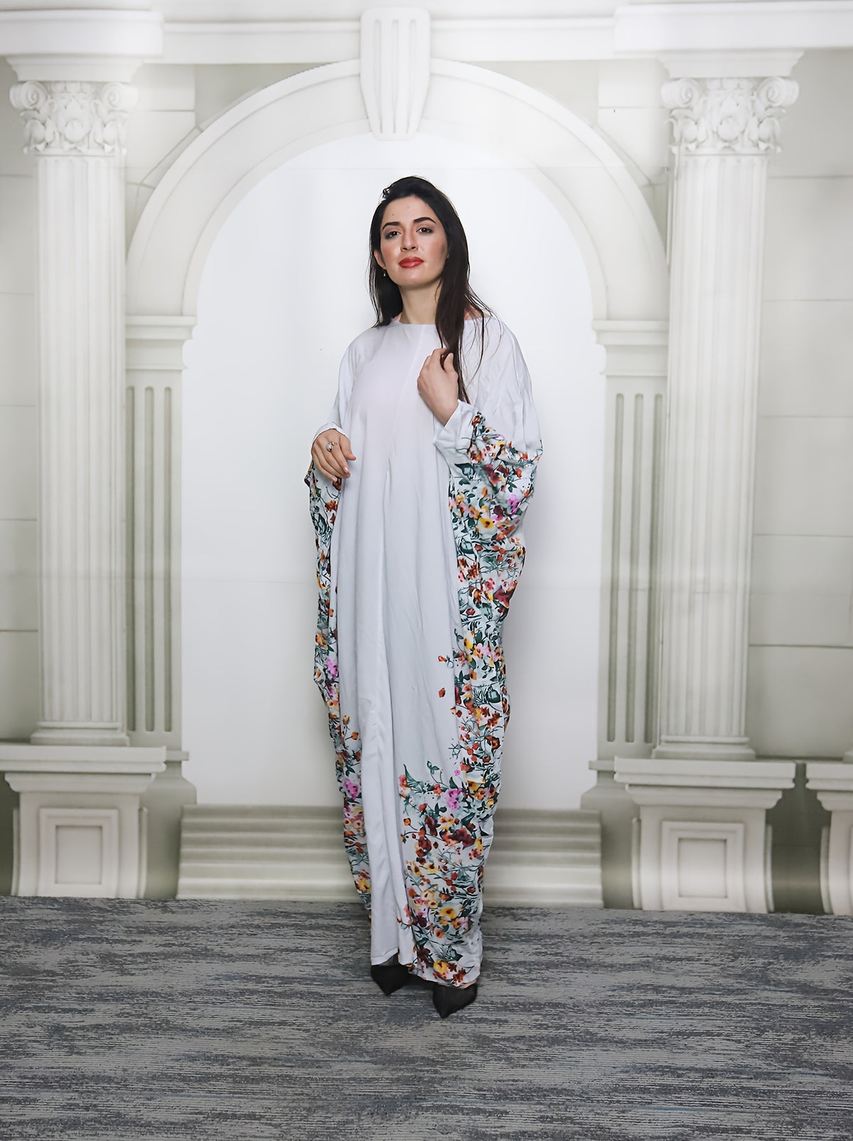 Batwing Sleeve Women's Dress - White