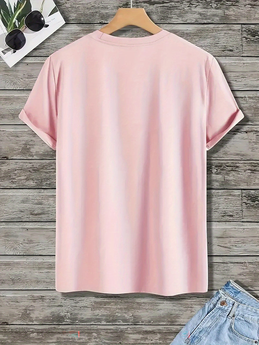 Men's Popeye the Sailorman Retro Graphic Short Sleeve T-Shirt - Vintage Cartoon Print, Breathable Knit Fabric, Regular Fit Round Neck Casual Summer Tee for Casual Attire, Machine Washable Top, Soft Texture Shirt - Pink