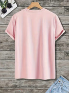 Men's Popeye the Sailorman Retro Graphic Short Sleeve T-Shirt - Vintage Cartoon Print, Breathable Knit Fabric, Regular Fit Round Neck Casual Summer Tee for Casual Attire, Machine Washable Top, Soft Texture Shirt - Pink