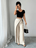 Women's Fashionable Casual Elegant Work Pants for All Seasons - Apricot