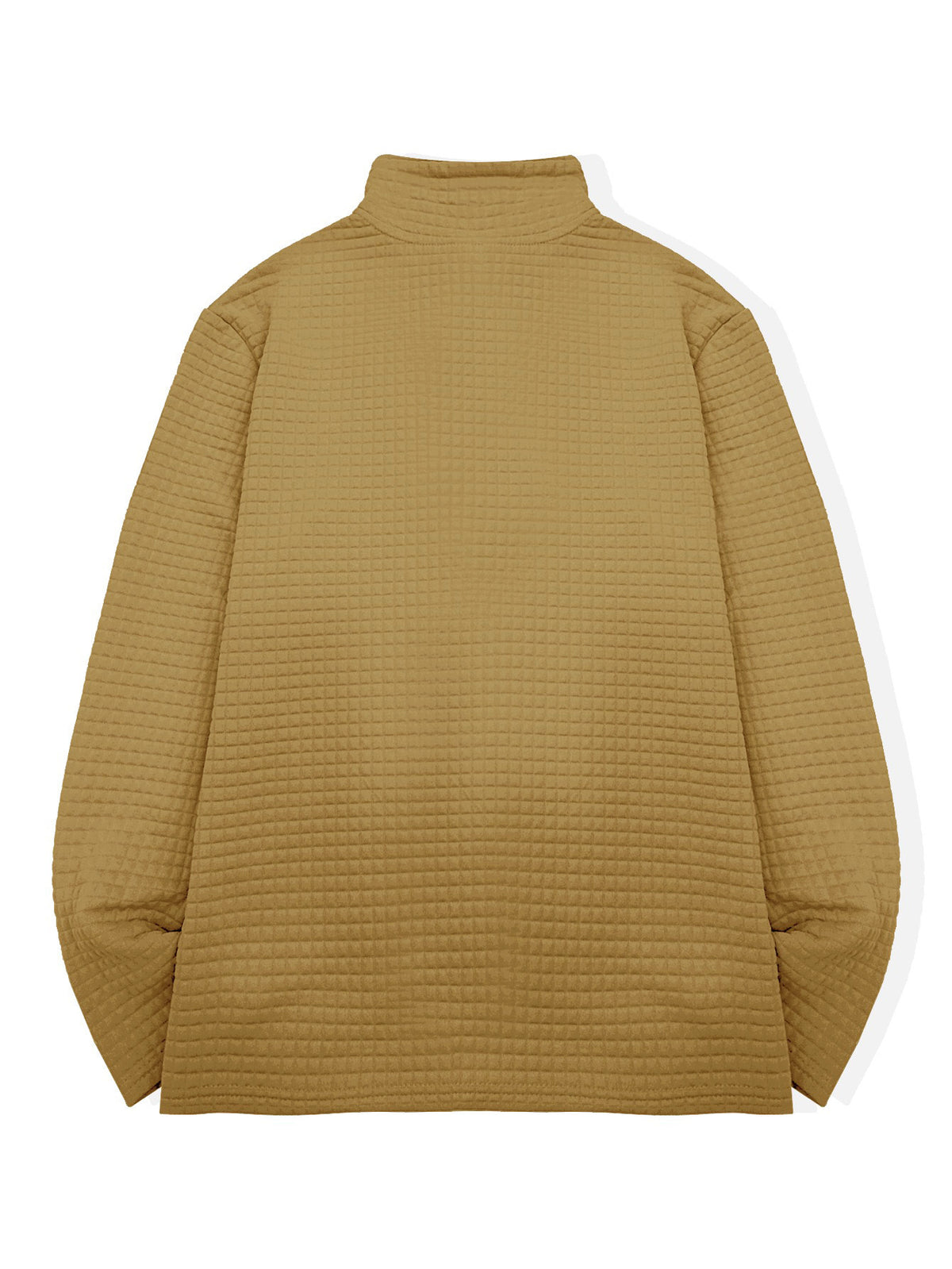 HOONIGAN Men's Printed Half-Zip Fashion Waffle Knit Texture Autumn/Winter Simple Casual Versatile Sporty POLO Shirt Sweatshirt, New Autumn/Winter Long-Sleeve Lapel Top, Comfortable and Breathable Fabric, Valentine's Day Gift, Preferred Birthday Gift - Khaki