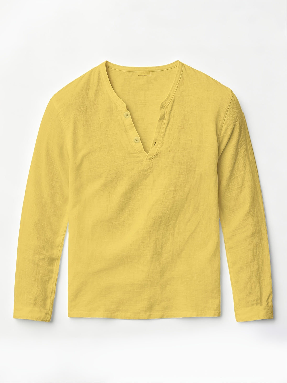 Men'S Linen Long-Sleeve 3pcs, Breathable Henley Neck Loose Fit T-Shirts for Spring And Autumn, Versatile for Business Casual, Commuting, And Lounging. (Box And Props for Display Solely) - White+black+yellow