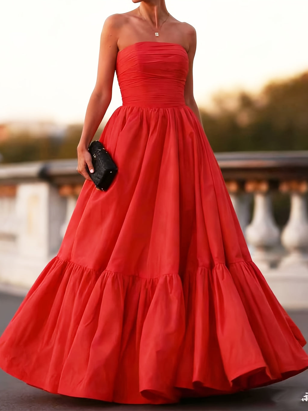 Women'S Off-Shoulder Gown - Solid Color Party Elegant Long Dress for Wedding, Bridesmaid, Formal Evening Gown - Red