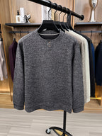 Du Jing Lan OBM 1pc Autumn/Winter New Arrival Men's Knitted Pullover, Old Money Style Solid Color Striped Crew Neck Long Sleeve Knit Pullover, Men's Business Casual Fashion Striped Sweater, Suitable for Layering or Wearing as an Inner Layer - Dark Gray