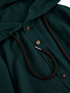 Men'S Fashion Casual Hooded Long Sleeve Skin-Friendly Comfortable Shirt Solid Color - Dark Green