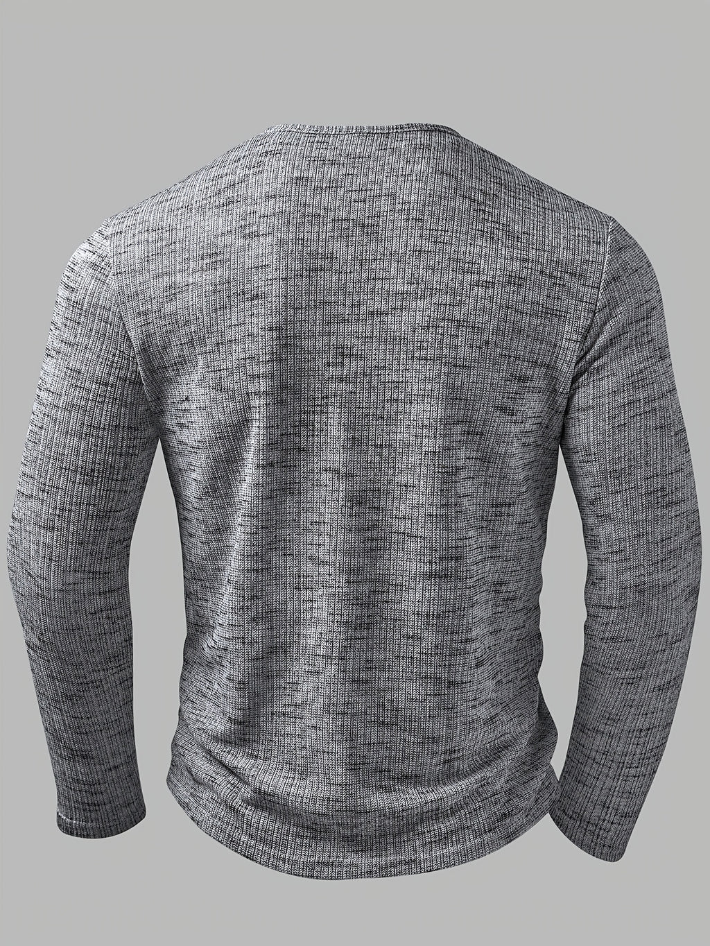Men's Fashion Top, Autumn/Winter Outdoor Casual Breathable Bamboo Rayon Knot Knit Fabric, Round Neck Single-Breasted Button Long Sleeve Men's Henley Shirt - Silvery Grey