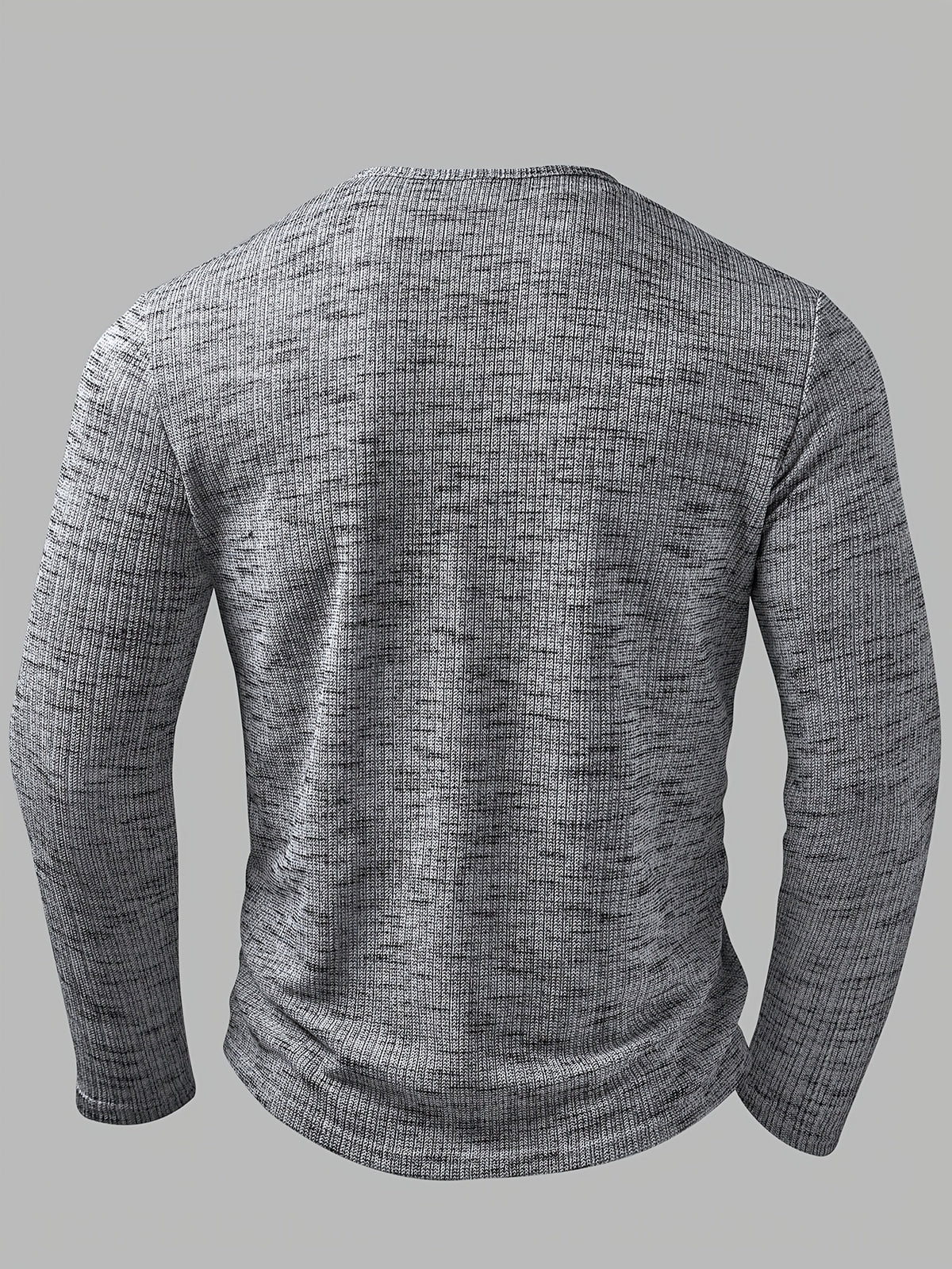 Men's Fashion Top, Autumn/Winter Outdoor Casual Breathable Bamboo Rayon Knot Knit Fabric, Round Neck Single-Breasted Button Long Sleeve Men's Henley Shirt - Silvery Grey