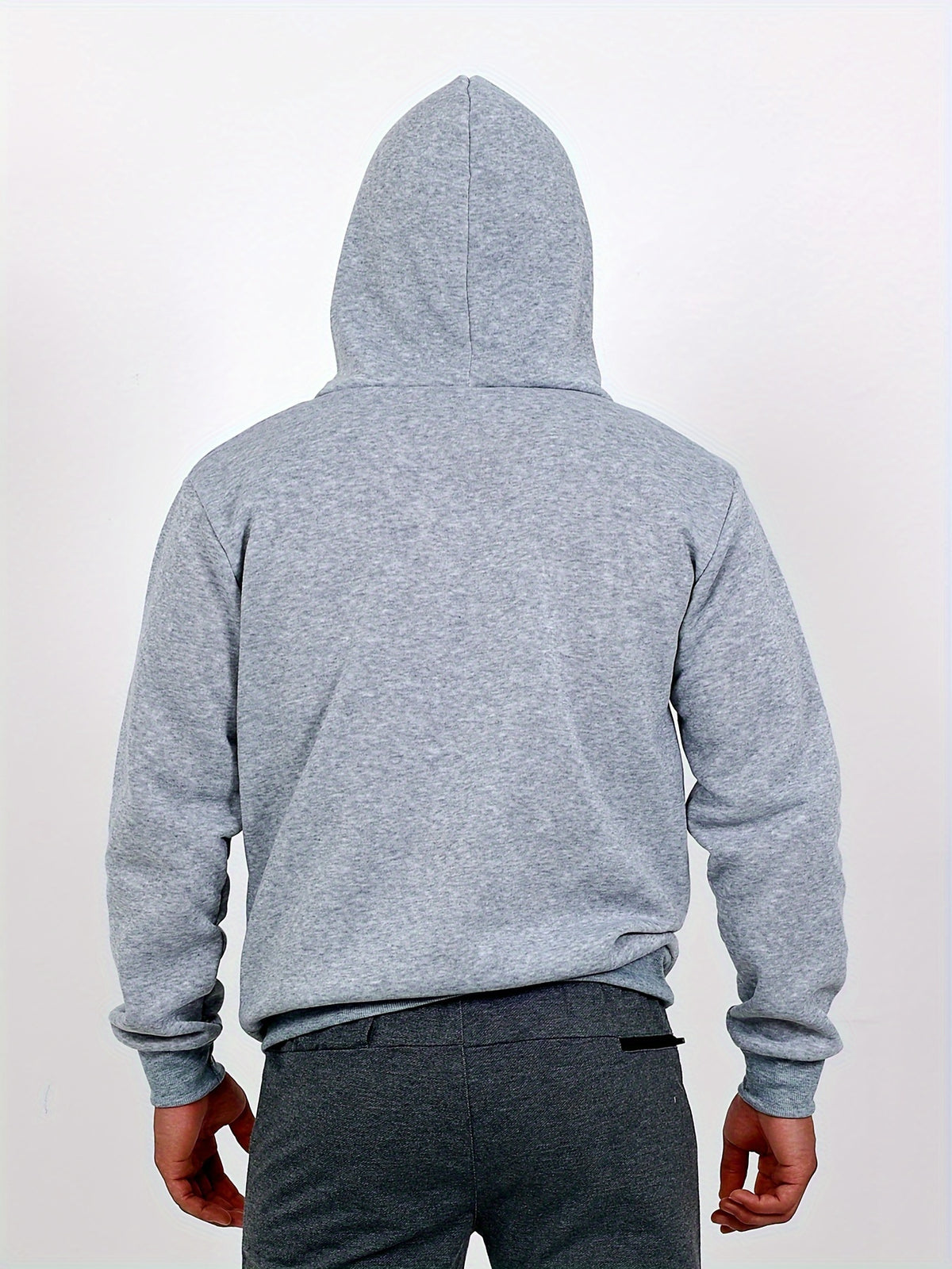 Sports And Fitness Casual Hoodie, European And American Style Autumn/Winter Men'S Hooded Long-Sleeve Fleece Hoodie Outdoor Casual Men'S Face Mask Hoodie Top - Light Grey