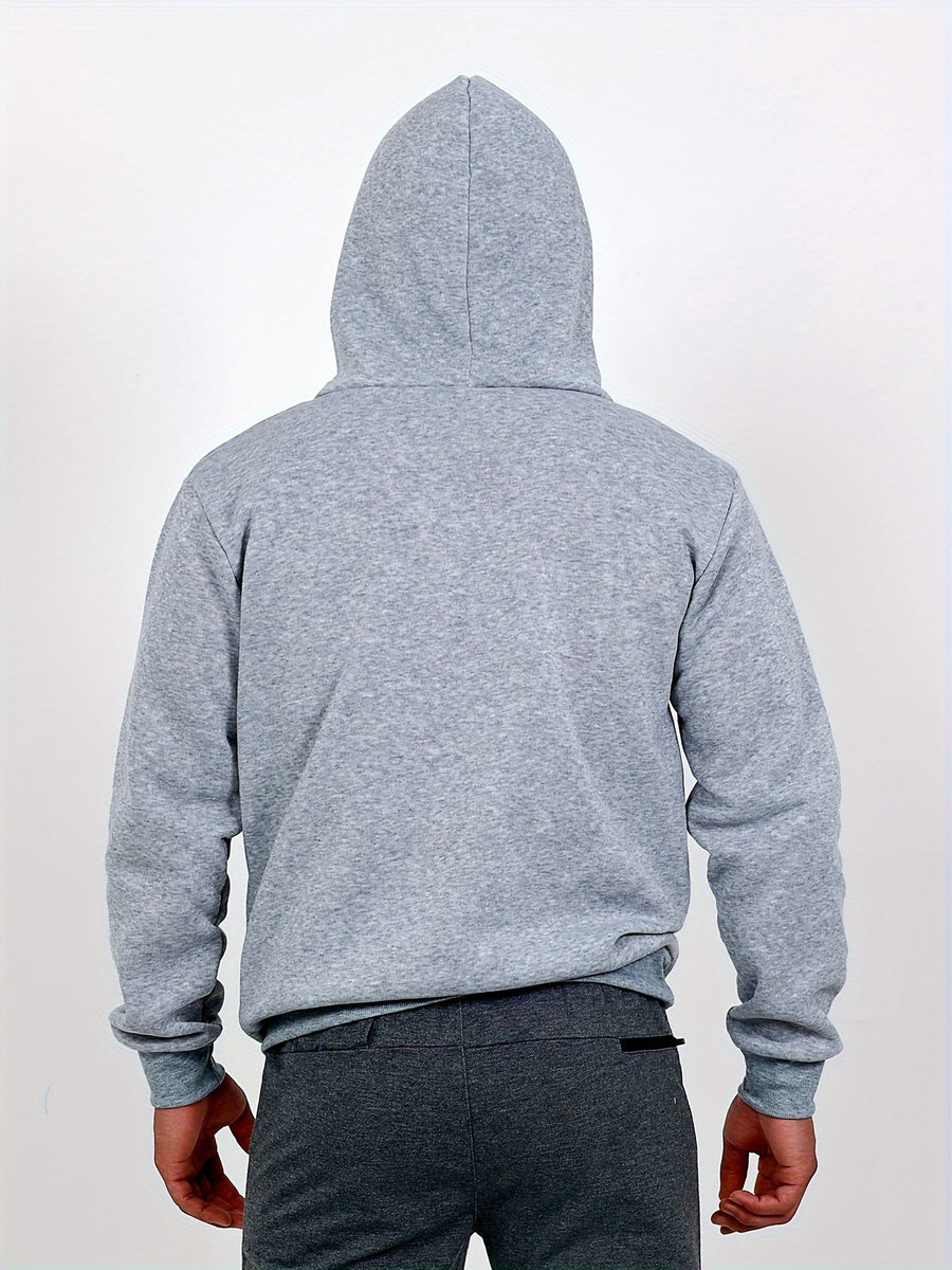 Sports And Fitness Casual Hoodie, European And American Style Autumn/Winter Men'S Hooded Long-Sleeve Fleece Hoodie Outdoor Casual Men'S Face Mask Hoodie Top - Light Grey