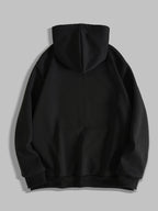 Black Metal Thorns Print Zipper Hooded Cardigan Sweatshirt - Black