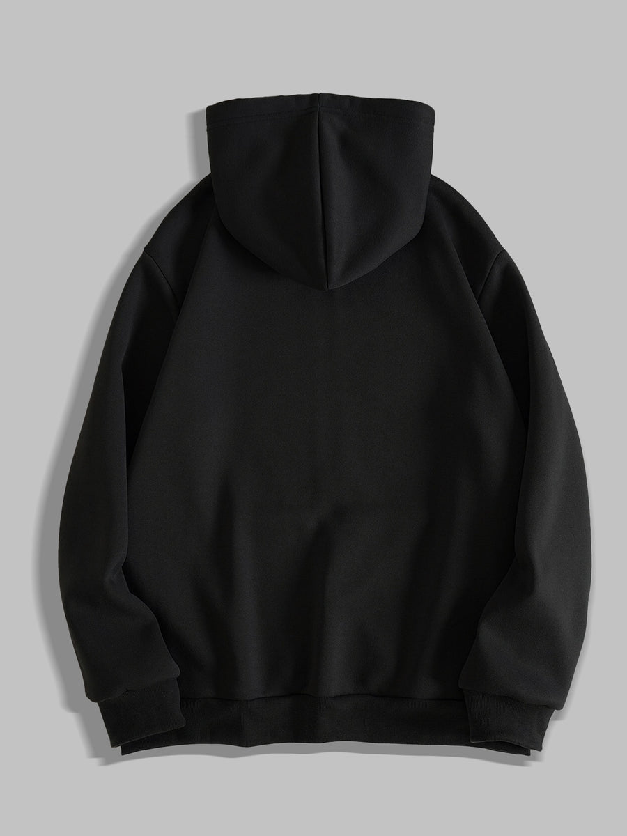 Black Metal Thorns Print Zipper Hooded Cardigan Sweatshirt - Black