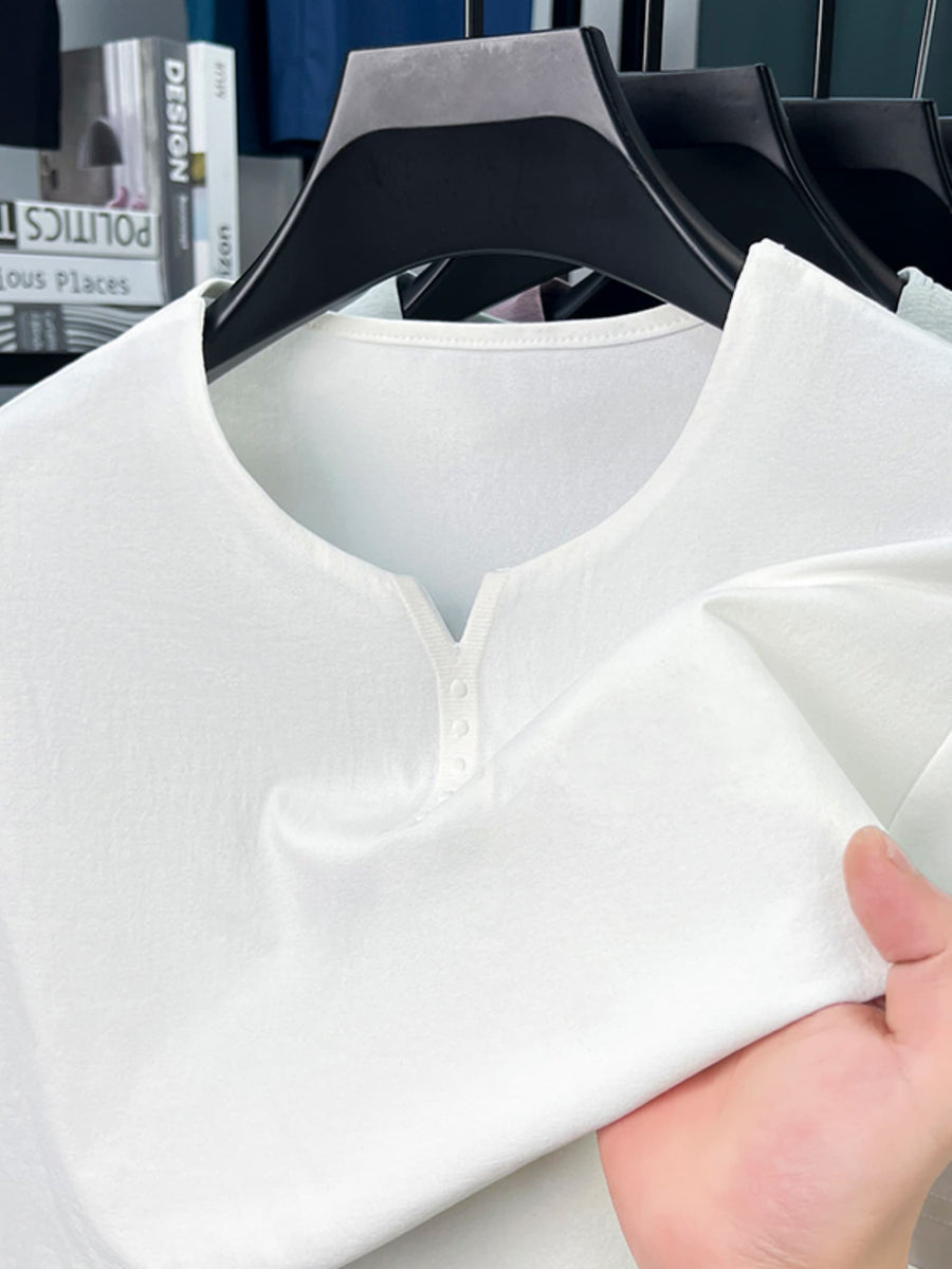2026 Summer Thin Men'S Short Sleeve T-Shirt Fashion Casual Solid Color Men'S Athletic Breathable Short Sleeve T-Shirt Top - White