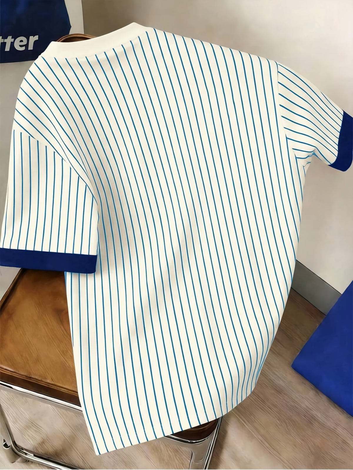 Men'S Casual Striped Cuff Patchwork Round Neck Summer T-Shirt, Comfortable And Breathable [Printed Design - Not Textured] - Mix color 5