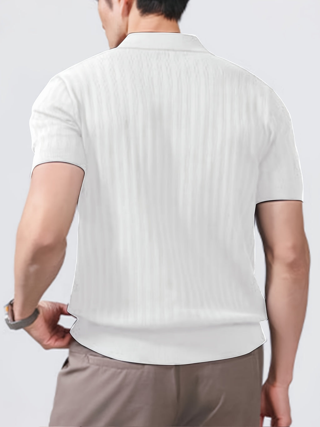 Sophisticated Casual Men'S Ice Cool Knit Polo Shirt Men'S Round Neck Bad Boy Style Short Sleeve Summer Trendy Brand POLO Shirt Lapel Top - White