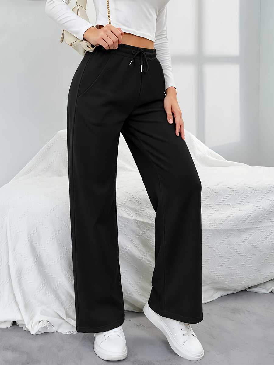 Halloween Autumn/Winter 2027NEW Home Women Apparel Women Clothing Women Bottoms Women Sweatpants Women's Comfort Fabric Casual Drawstring Waist Loose Sweatpants Suitable for S Business Casual Woman Graduation Back to - Black