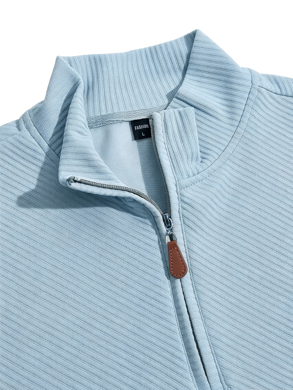 BOWZ Men's Casual Top, Solid Color Stand Collar Sweatshirt, Half-Zip Design, Warm Knit Henley Shirt, Skin-Friendly and Sweat-Absorbent, Simple, Casual, Fashionable, and Versatile, Men's Autumn/Winter Long-Sleeve Top, Suitable for Daily Leisure - Sky Blue
