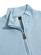 BOWZ Men's Casual Top, Solid Color Stand Collar Sweatshirt, Half-Zip Design, Warm Knit Henley Shirt, Skin-Friendly and Sweat-Absorbent, Simple, Casual, Fashionable, and Versatile, Men's Autumn/Winter Long-Sleeve Top, Suitable for Daily Leisure - Sky Blue