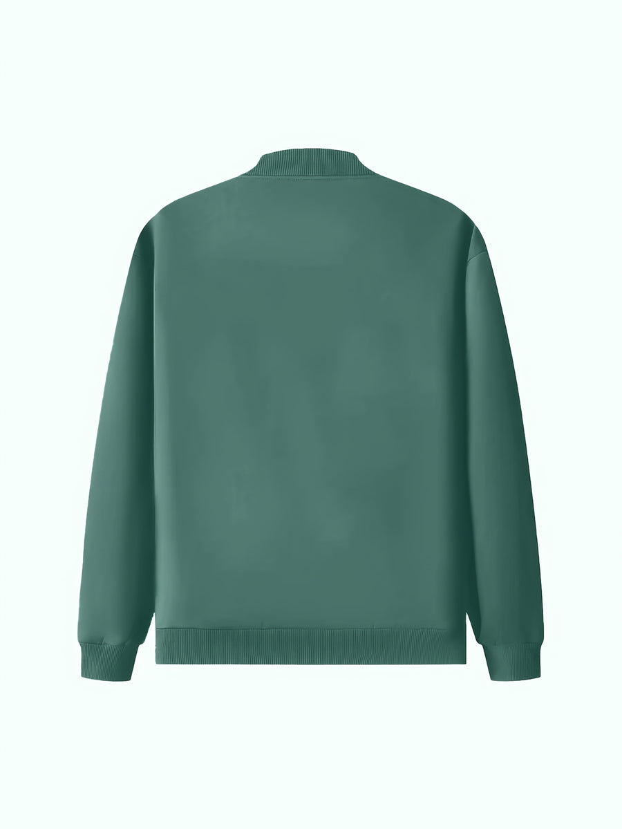 2026 Fashionable Individual Round Neck Design Women'S New Jacket Coat Carnival Letter Pattern Printed Top Casual Open Front Zippered Jacket, Circle - Pea Green Color