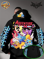 Warner Official Men'S Hoodie, Adventure Treasure Colorful Hot Blood Adventure Trend Printed Design, Machine Washable, Warm And Casual for Autumn And Winter, Daily Drawstring Hoodie, Multi-Functional Sports And Leisure Loose Version - Black