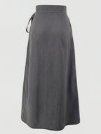 Gray High-Waist Tie-Front Skirt, Design Exudes Style, Flared A-Line Silhouette And Elegant, Effortlessly Create Commute And Date Elegant Looks [Niannian] - Dark Gray