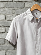 A Versatile Men'S Short-Sleeved Shirt for Summer, Featuring a Easy Solid Color Collar Design And Breathable Fabric for Long-Lasting Freshness. Available in Multiple Colors, It Is Easy to Handle for Casual Commuting. (solely Includes 1 Top) - Grey