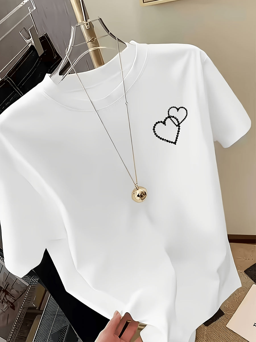 Women'S Blended T-Shirt – Classic Fit, Soft And Breathable, Casual Wear, Timeless Round Neck Design, Versatile for Various Outfits, Stretchy And Comfortable, Machine Washable - White