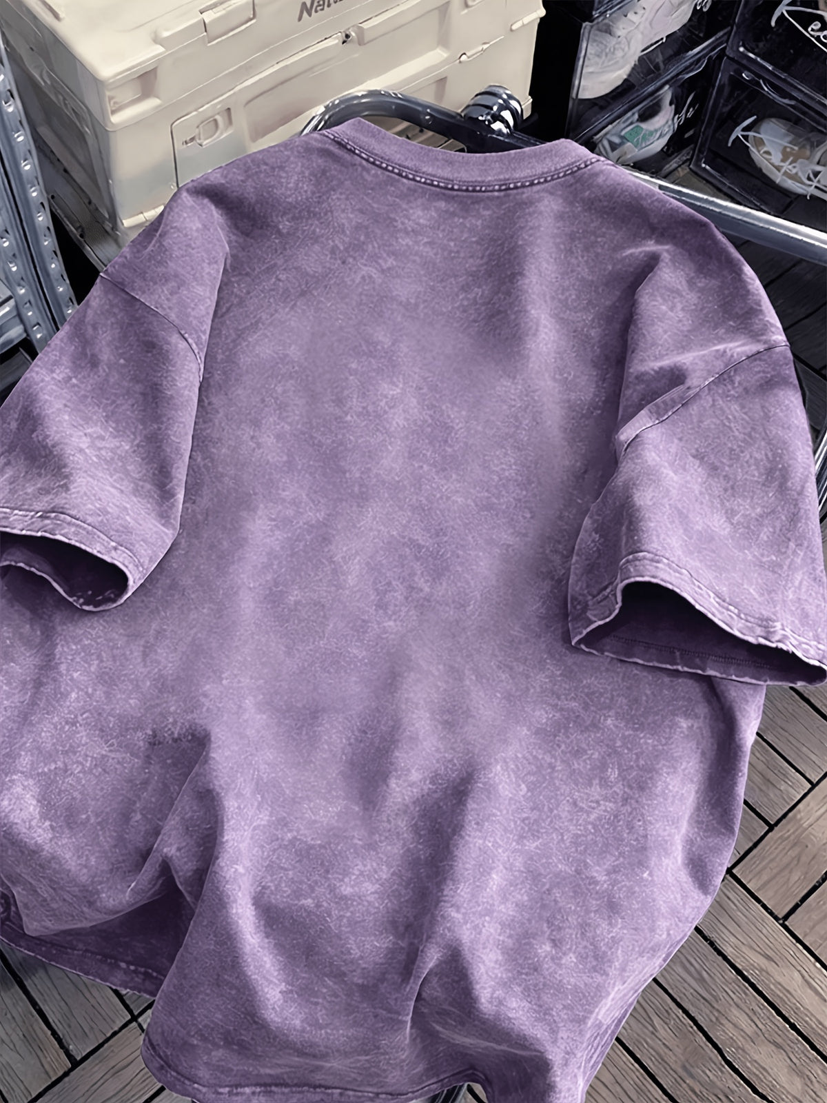 Women's Washed T-shirtVintage Washed Women's T-Shirt with Bold Pop Art Print, Perfect for Casual Outings or Home Relaxation, Lightweight and Durable Blend, Stylish Statement Piece for Everyday WearWomen's Top Tee - Light Purple