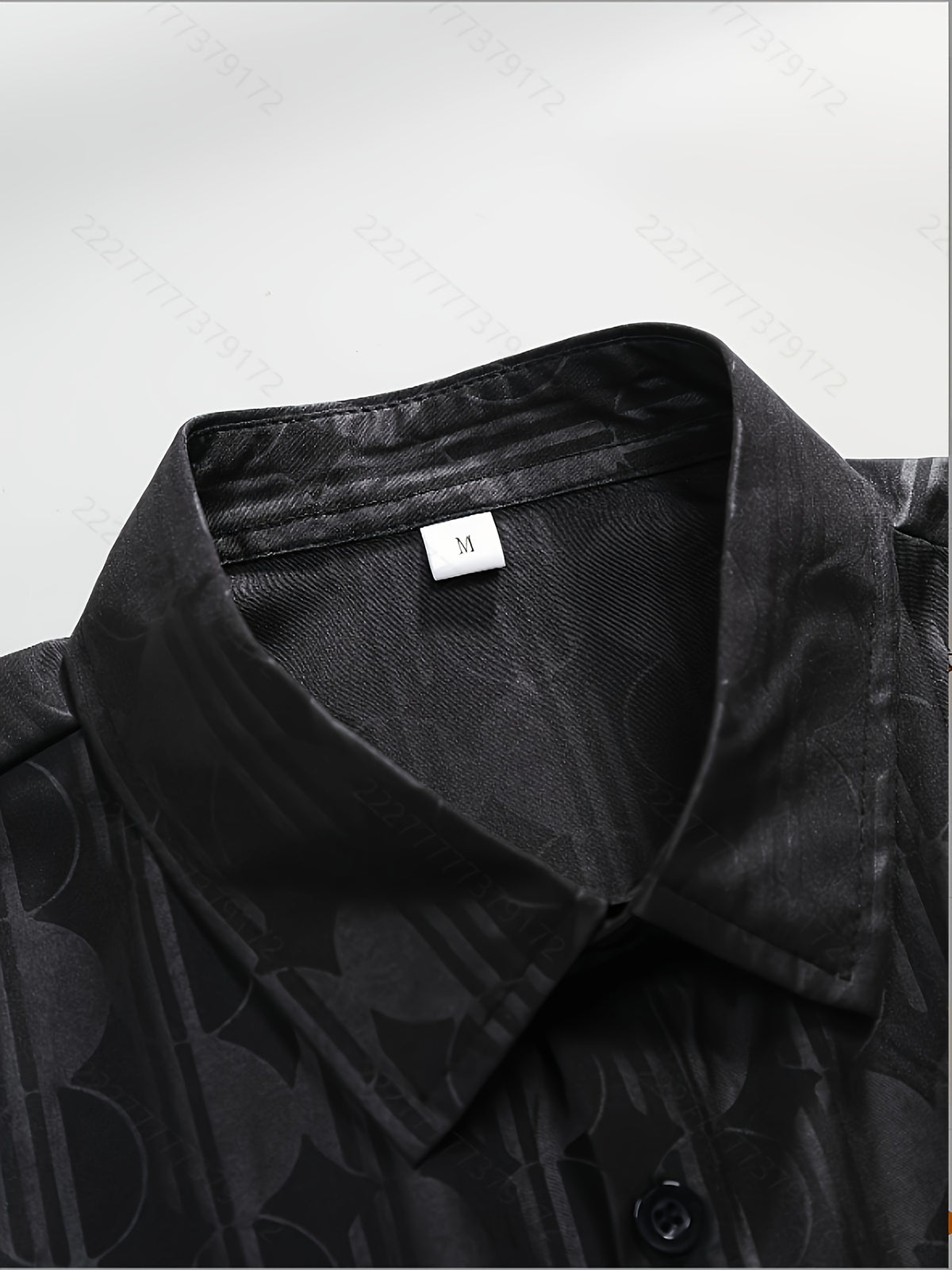 Summer Men's Casual Fashion Embossed Short Sleeve Shirt, Chinese Size, Please Check The Size Guide Carefully - Charcoal Black