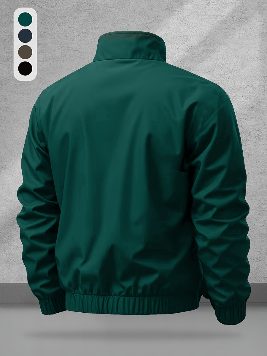 Men'S Sports Casual Jacket with a Contrasting Zipper Design And Print Details, Model JK5653 - Green