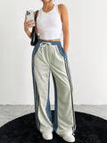 Women'S Long Pants, Women'S Fashion Casual Commute All-Match Design Statement Patchwork Denim Straight Wide-Leg Trousers, Women'S Casual Street Pants Summer Casual - Mixed colors