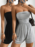 2pcs Summer Sexy Ruched Cami Dress - Black+gray