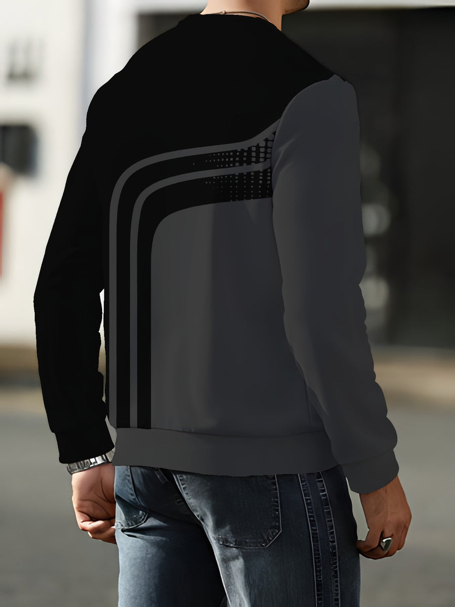 New Fashionable Trendy Crew Neck Long Sleeve Autumn/Winter Printed Crew Neck Sweatshirt Men's Top - Mixed colors